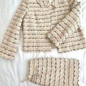 Chanel tweed jacket set sz36